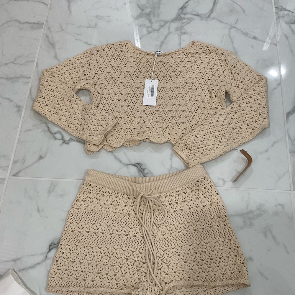 Reformation long sleeve Cream Crochet Knit Set - Picture 3 of 3